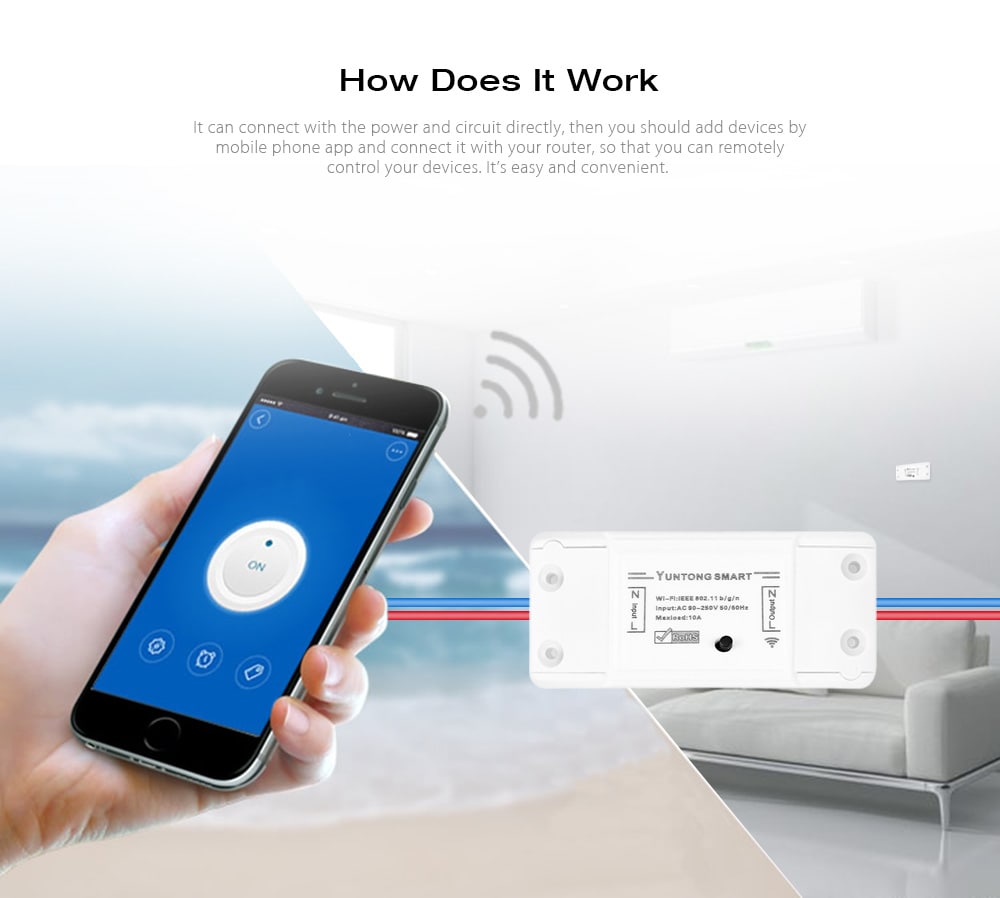 Smart WiFi Switch Wireless Universal Module Timer Via iOS Android Remote Control Works with Alexa Google Home - White Smart WiFi Switch Wireless Universal Module Timer Via iOS Android Remote Control Works with Alexa Google Home - White