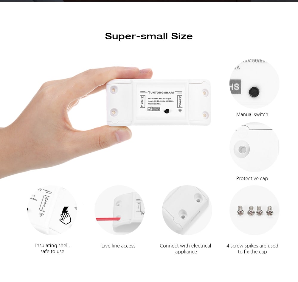 Smart WiFi Switch Wireless Universal Module Timer Via iOS Android Remote Control Works with Alexa Google Home - White Smart WiFi Switch Wireless Universal Module Timer Via iOS Android Remote Control Works with Alexa Google Home - White