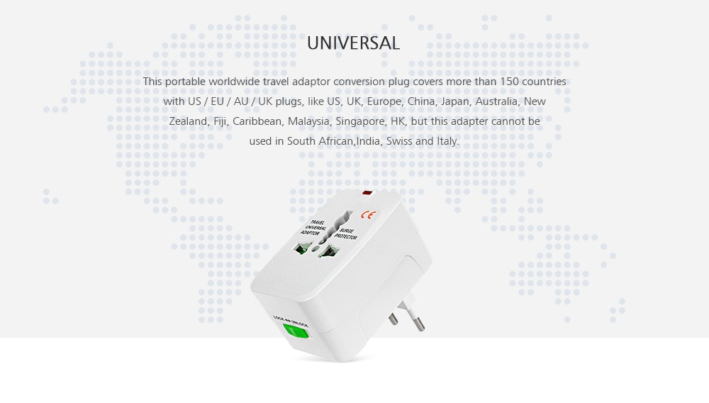 Travel Universal Global US / EU / UK / AU Standard Plug Adapter - White- White Travel Universal Global US / EU / UK / AU Standard Plug Adapter - White- White
