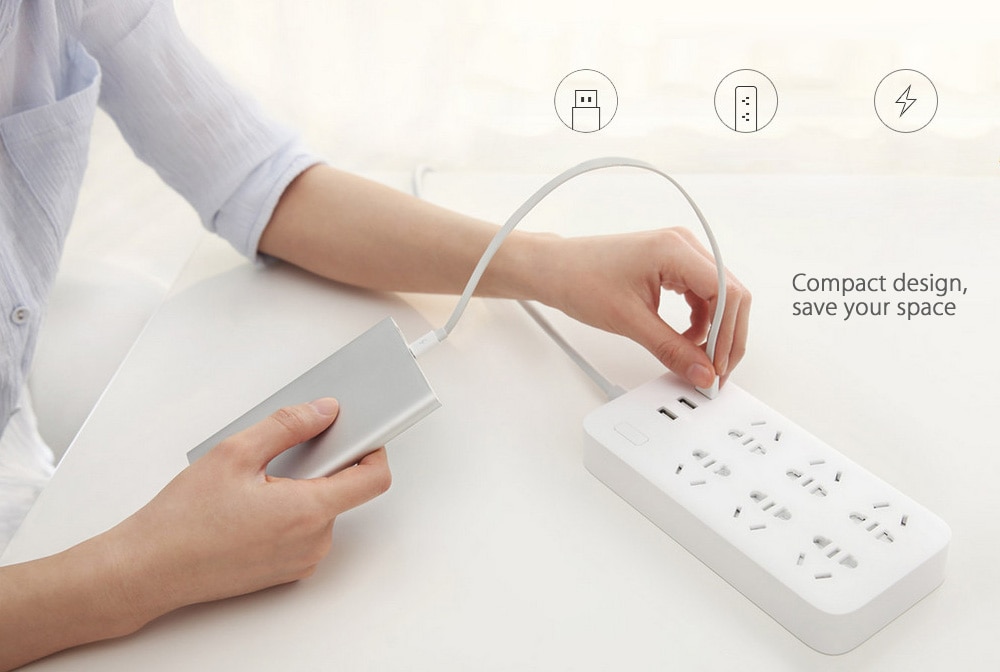 Original Xiaomi CXB6 - 1QM Charging Power Strip 6 Outlet- White Original Xiaomi CXB6 - 1QM Charging Power Strip 6 Outlet- White