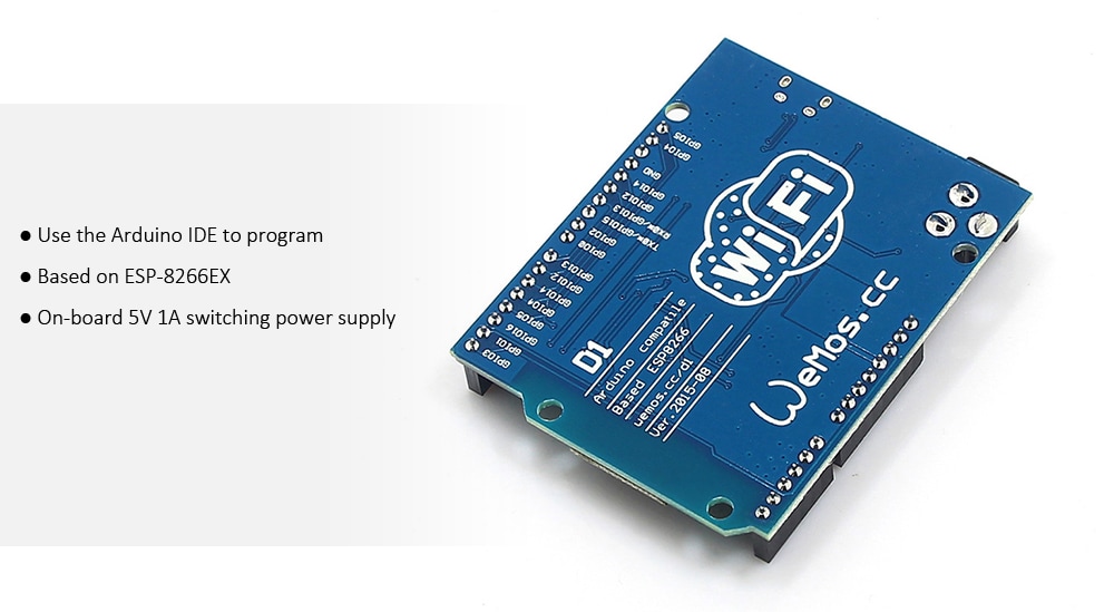 WeMos D1 WiFi Shield Compatible with Arduino- Blue WeMos D1 WiFi Shield Compatible with Arduino- Blue