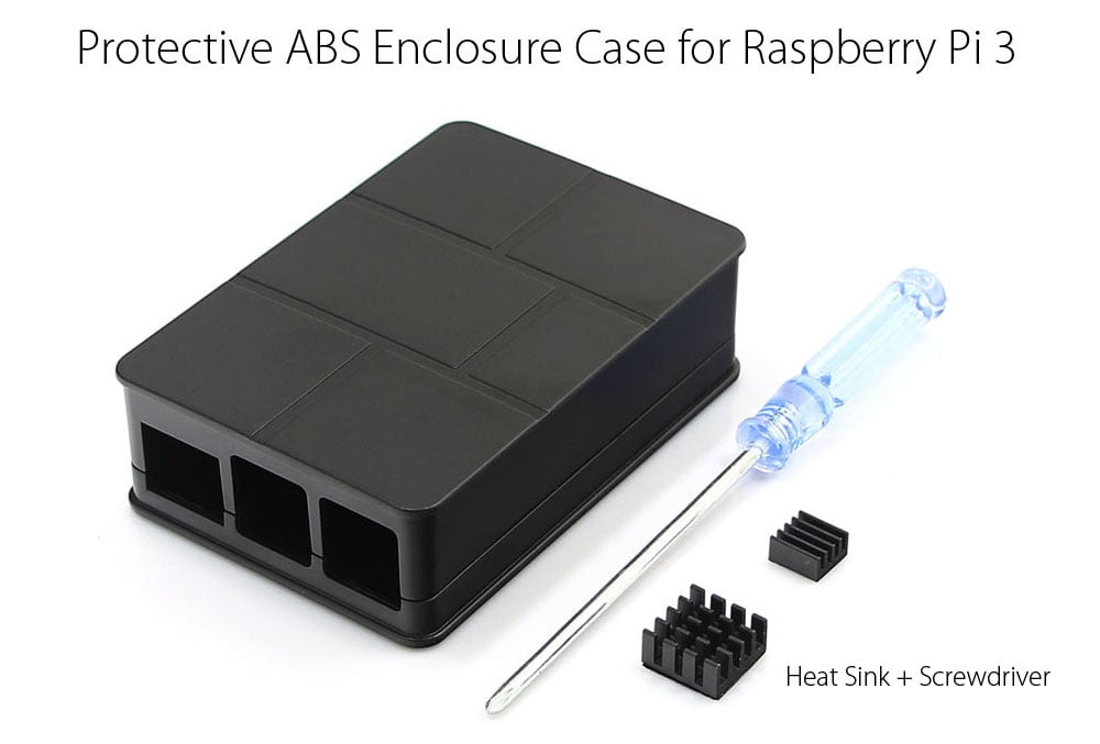 ABS Enclosure Case for Raspberry Pi 3 Model B with Heat Sink / Screwdriver- Black ABS Enclosure Case for Raspberry Pi 3 Model B with Heat Sink / Screwdriver- Black