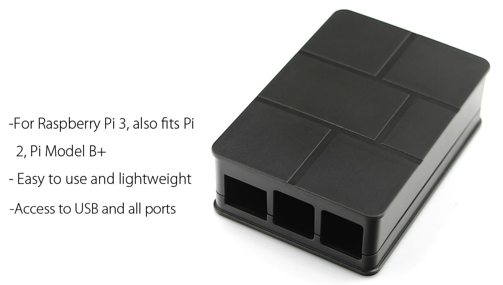 ABS Enclosure Case for Raspberry Pi 3 Model B with Heat Sink / Screwdriver- Black ABS Enclosure Case for Raspberry Pi 3 Model B with Heat Sink / Screwdriver- Black
