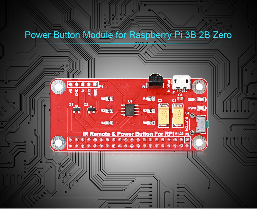 IR Remote Control Power Button Module for Raspberry Pi 3B 2B Zero- Red IR Remote Control Power Button Module for Raspberry Pi 3B 2B Zero- Red