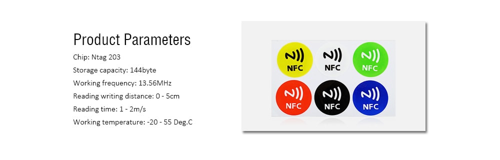 122806 Ntag 203 NFC Smart RFID Label for NFC Cell Phones 6PCS- Colormix 122806 Ntag 203 NFC Smart RFID Label for NFC Cell Phones 6PCS- Colormix