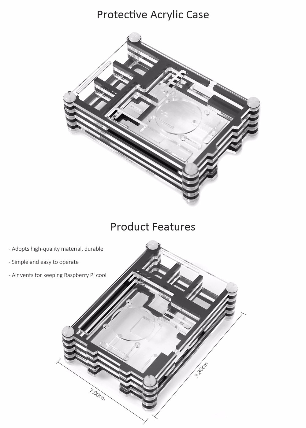Protective Acrylic Case Protective Enclosure for Raspberry Pi 2B / B +- Transparent Protective Acrylic Case Protective Enclosure for Raspberry Pi 2B / B +- Transparent