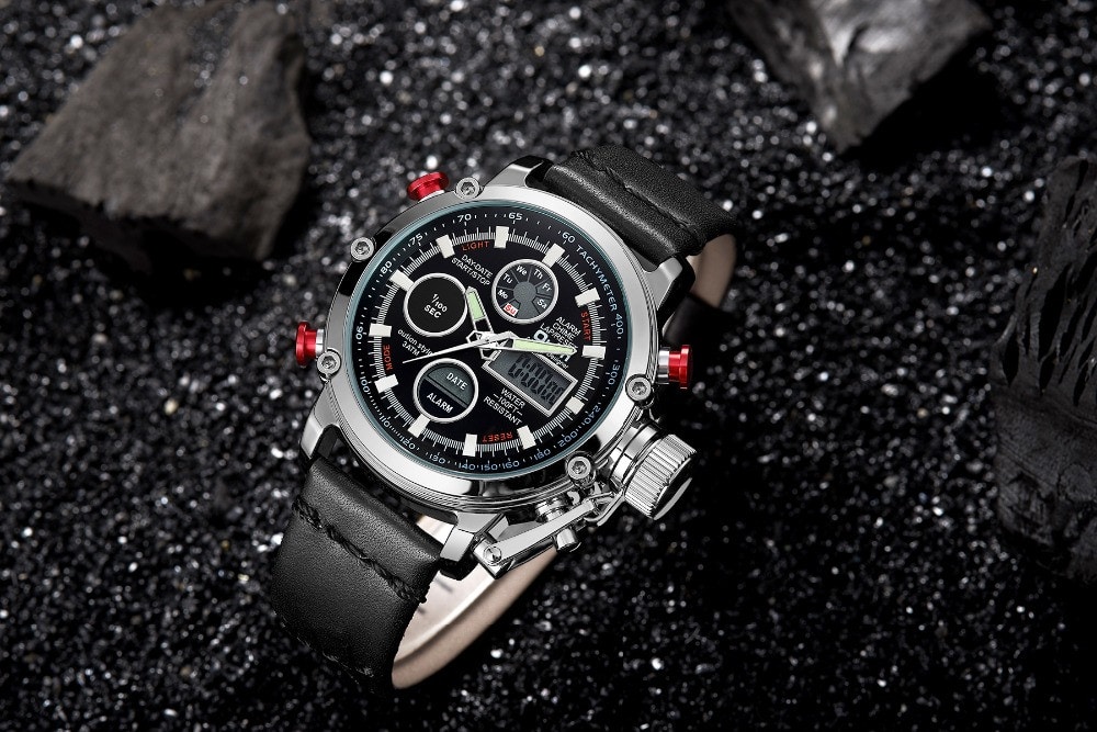 Oulm Dual Display Analog Digital Quartz Men Top Brand Luxury Gold Sports Watches- Multi-F Oulm Dual Display Analog Digital Quartz Men Top Brand Luxury Gold Sports Watches- Multi-F
