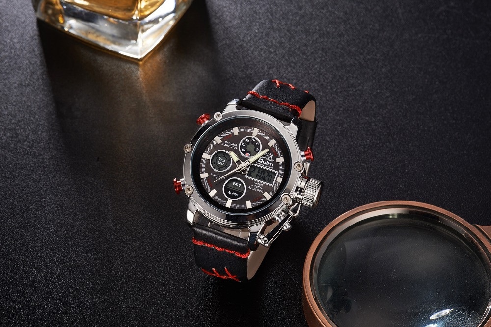 Oulm Dual Display Analog Digital Quartz Men Top Brand Luxury Gold Sports Watches- Multi-F Oulm Dual Display Analog Digital Quartz Men Top Brand Luxury Gold Sports Watches- Multi-F