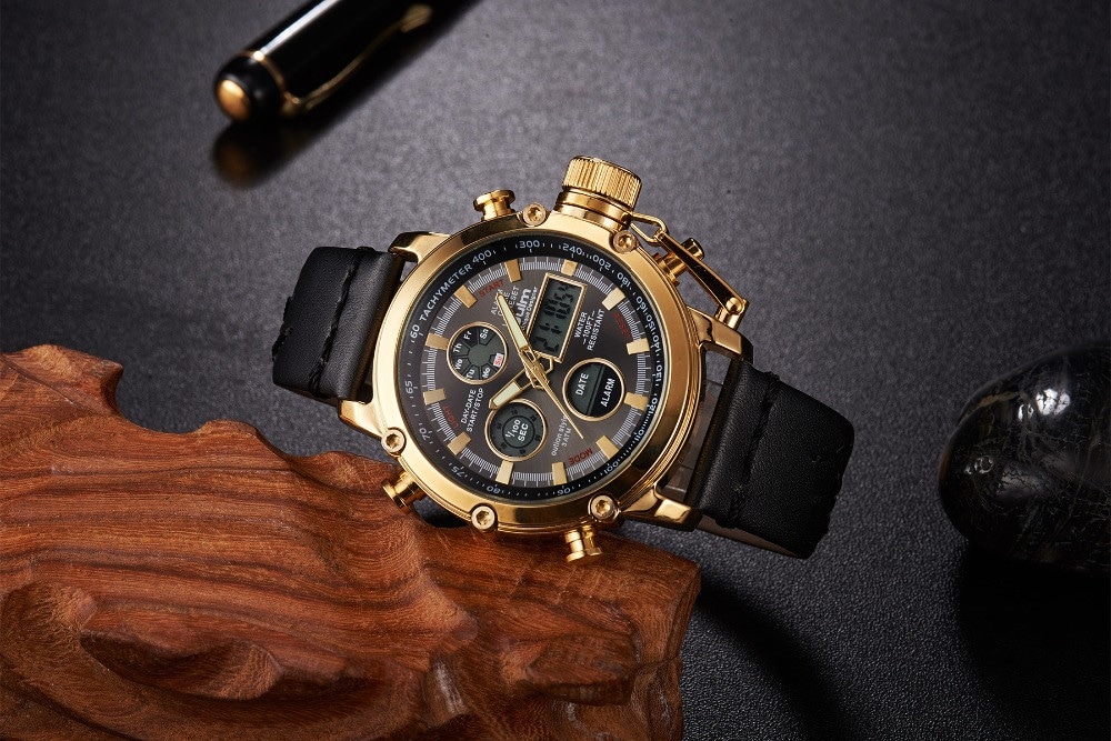 Oulm Dual Display Analog Digital Quartz Men Top Brand Luxury Gold Sports Watches- Multi-F Oulm Dual Display Analog Digital Quartz Men Top Brand Luxury Gold Sports Watches- Multi-F