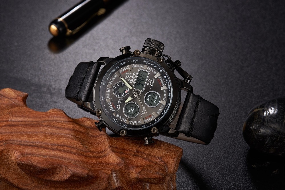 Oulm Dual Display Analog Digital Quartz Men Top Brand Luxury Gold Sports Watches- Multi-F Oulm Dual Display Analog Digital Quartz Men Top Brand Luxury Gold Sports Watches- Multi-F