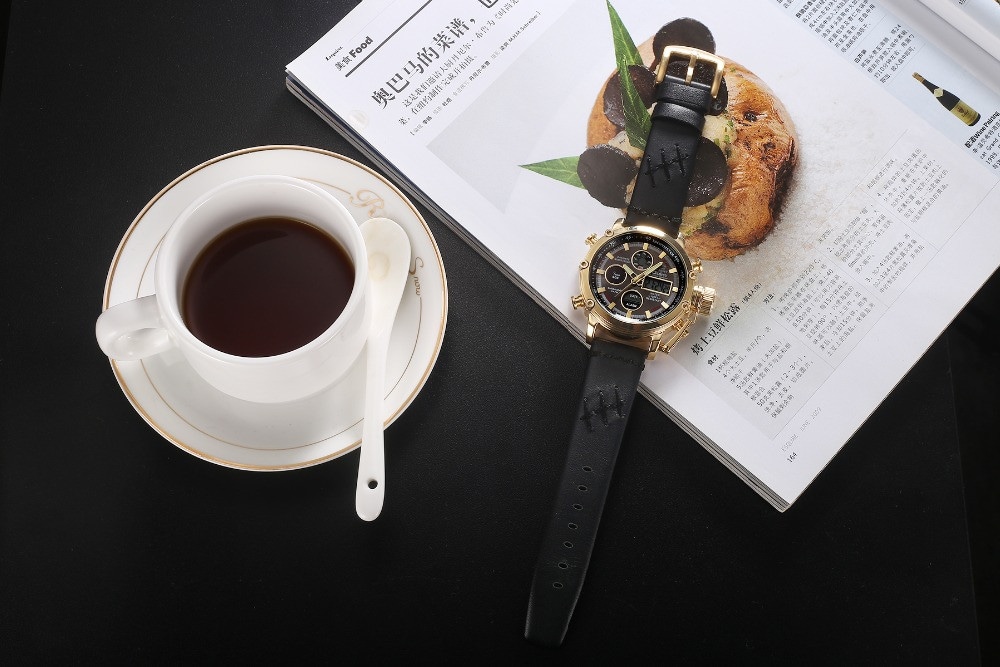 Oulm Dual Display Analog Digital Quartz Men Top Brand Luxury Gold Sports Watches- Multi-F Oulm Dual Display Analog Digital Quartz Men Top Brand Luxury Gold Sports Watches- Multi-F