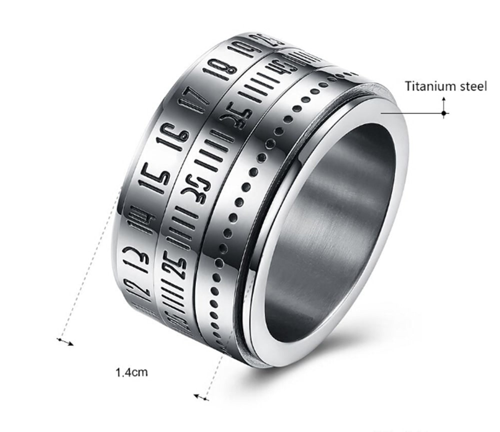 Stylish Titanium Ring of Time Swirling- Silver US 11 Stylish Titanium Ring of Time Swirling- Silver US 11