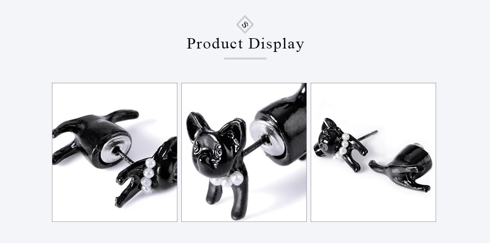 ONE PIECE Artificial Pearl Cat Shape Design Earring - Black ONE PIECE Artificial Pearl Cat Shape Design Earring - Black