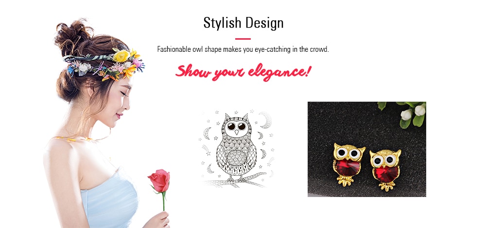 Faux Gem Owl Tiny Stud Earrings- Blue Faux Gem Owl Tiny Stud Earrings- Blue