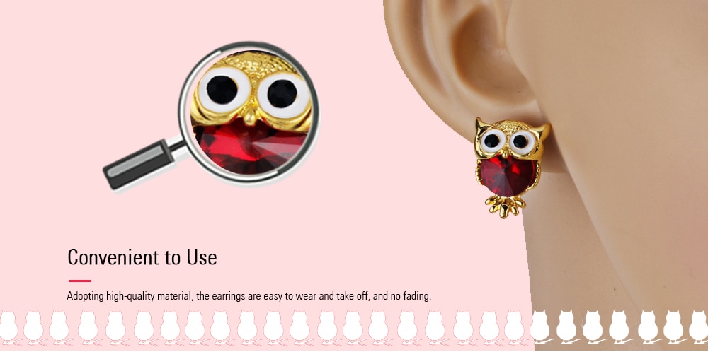 Faux Gem Owl Tiny Stud Earrings- Blue Faux Gem Owl Tiny Stud Earrings- Blue