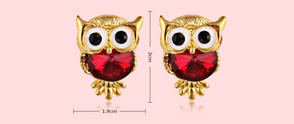 Faux Gem Owl Tiny Stud Earrings- Blue Faux Gem Owl Tiny Stud Earrings- Blue