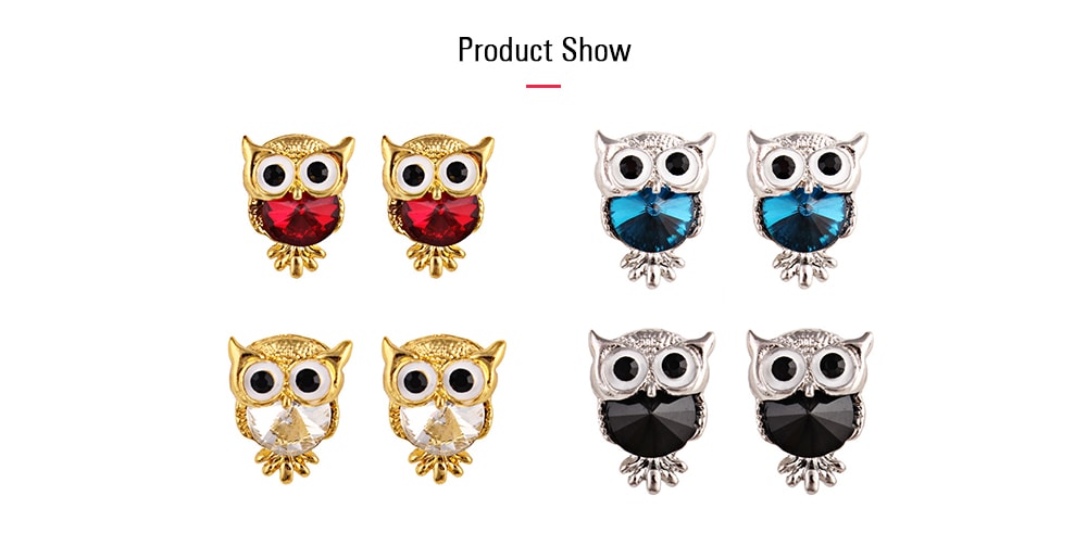 Faux Gem Owl Tiny Stud Earrings- Blue Faux Gem Owl Tiny Stud Earrings- Blue