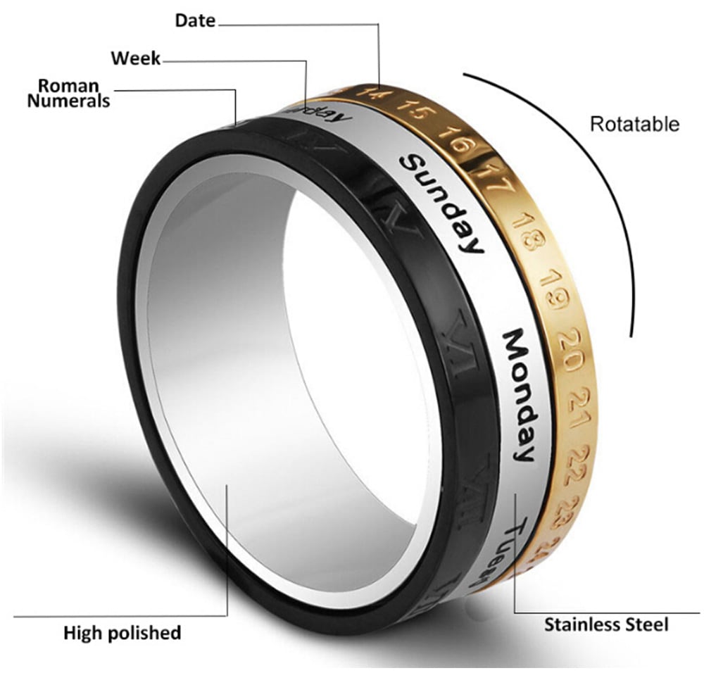 Stylish Titanium Ring of Time Swirling- Black US 11 Stylish Titanium Ring of Time Swirling- Black US 11