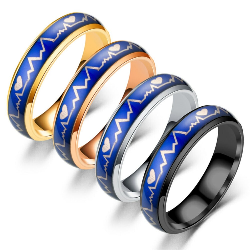 Titanium Steel Color Changing Mood Lovers Ring for Lovers Romantic- Gold US 6 Titanium Steel Color Changing Mood Lovers Ring for Lovers Romantic- Gold US 6