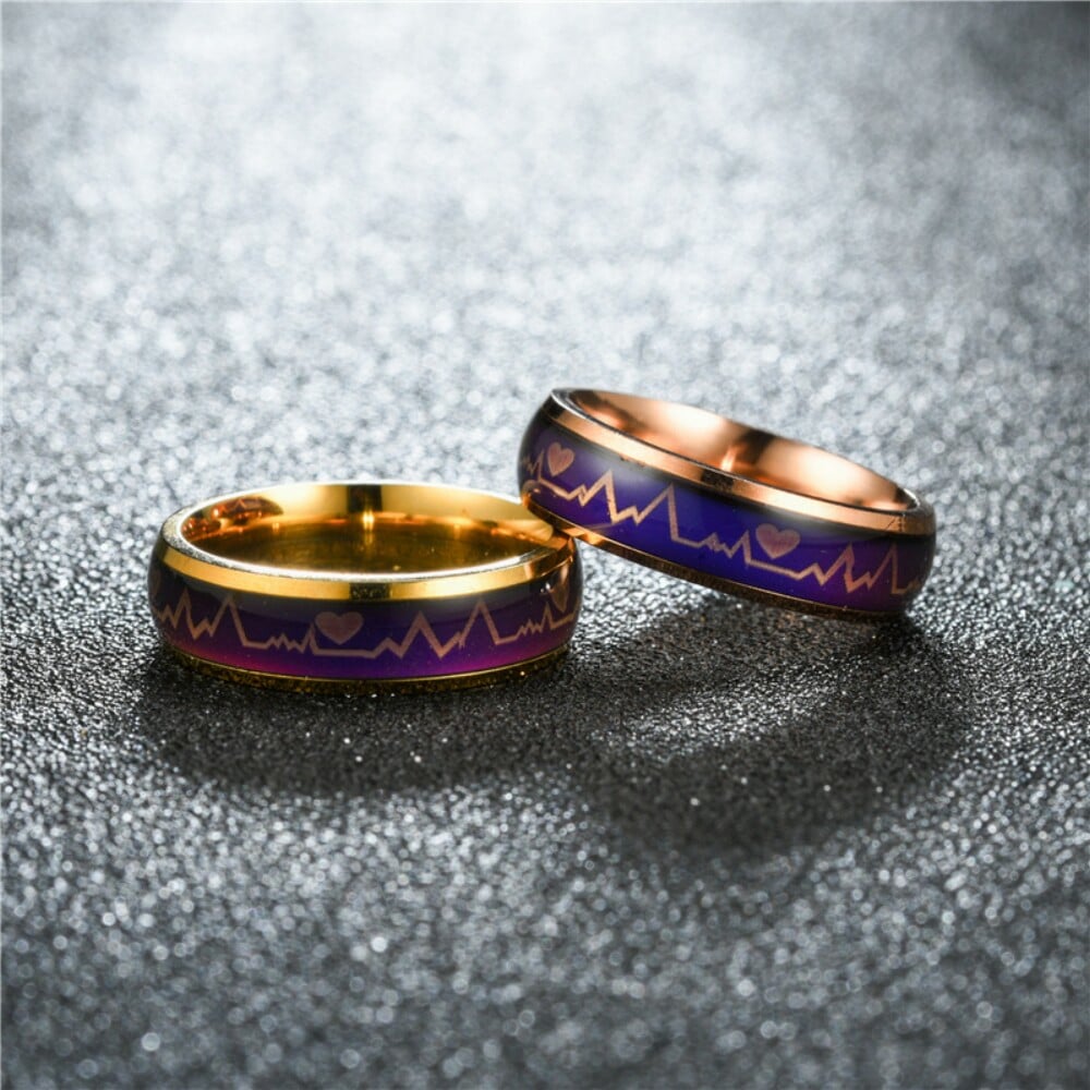 Titanium Steel Color Changing Mood Lovers Ring for Lovers Romantic- Gold US 6 Titanium Steel Color Changing Mood Lovers Ring for Lovers Romantic- Gold US 6