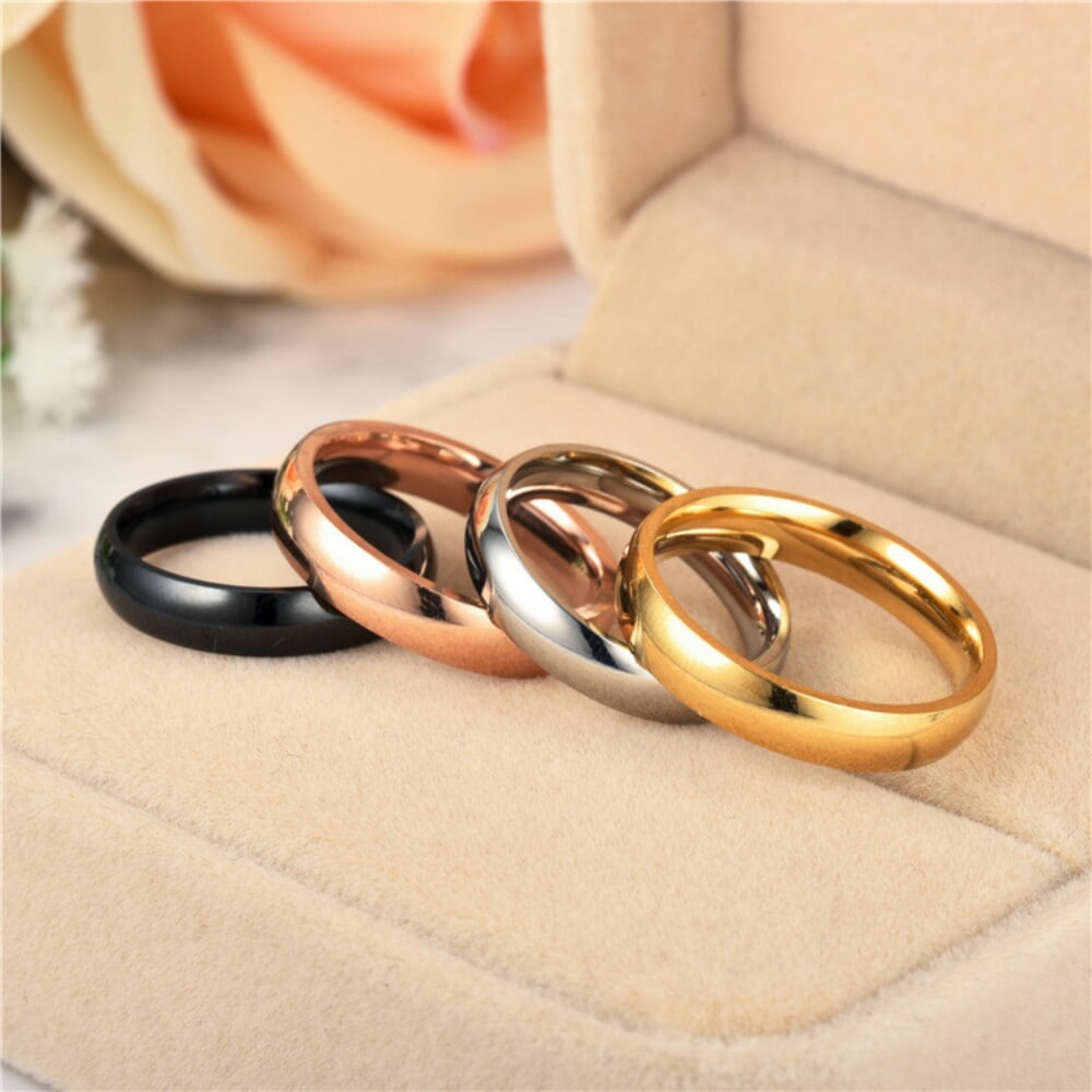 Simple Titanium Steel Cambered Surface Ring Stainless Steel Glaze Ring- Silver US 8 Simple Titanium Steel Cambered Surface Ring Stainless Steel Glaze Ring- Silver US 8