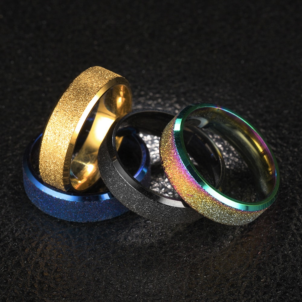 Romantic Dreamlike Jewelry Scrub Ring Titanium Steel Rings for Men and Women- Blue US 9 Romantic Dreamlike Jewelry Scrub Ring Titanium Steel Rings for Men and Women- Blue US 9
