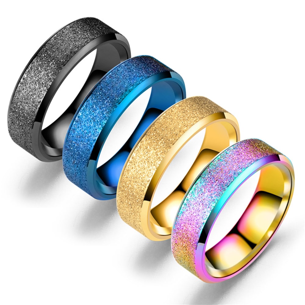 Romantic Dreamlike Jewelry Scrub Ring Titanium Steel Rings for Men and Women- Blue US 9 Romantic Dreamlike Jewelry Scrub Ring Titanium Steel Rings for Men and Women- Blue US 9