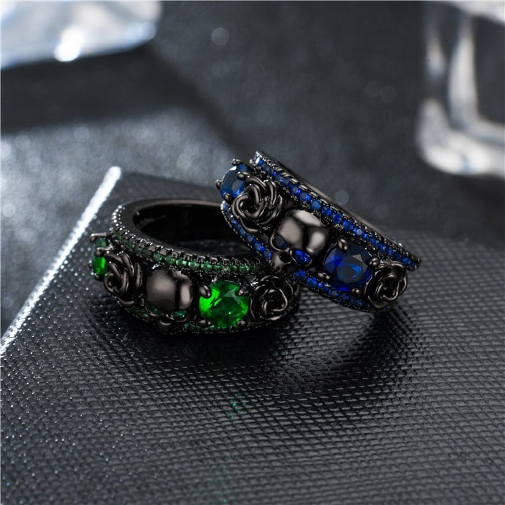 Women Men Punk Skull Jewelry Ring Charm White Red Blue Green Cubic Zirconia Ring- Red US 6 Women Men Punk Skull Jewelry Ring Charm White Red Blue Green Cubic Zirconia Ring- Red US 6
