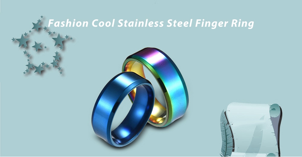 Vintage Stainless Steel 8mm Width Circle Finger Ring- Blue 8 Vintage Stainless Steel 8mm Width Circle Finger Ring- Blue 8