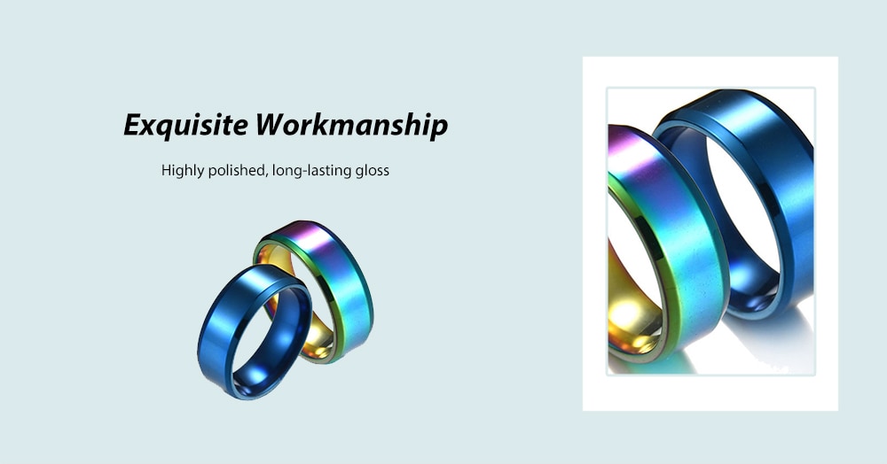Vintage Stainless Steel 8mm Width Circle Finger Ring- Blue 8 Vintage Stainless Steel 8mm Width Circle Finger Ring- Blue 8