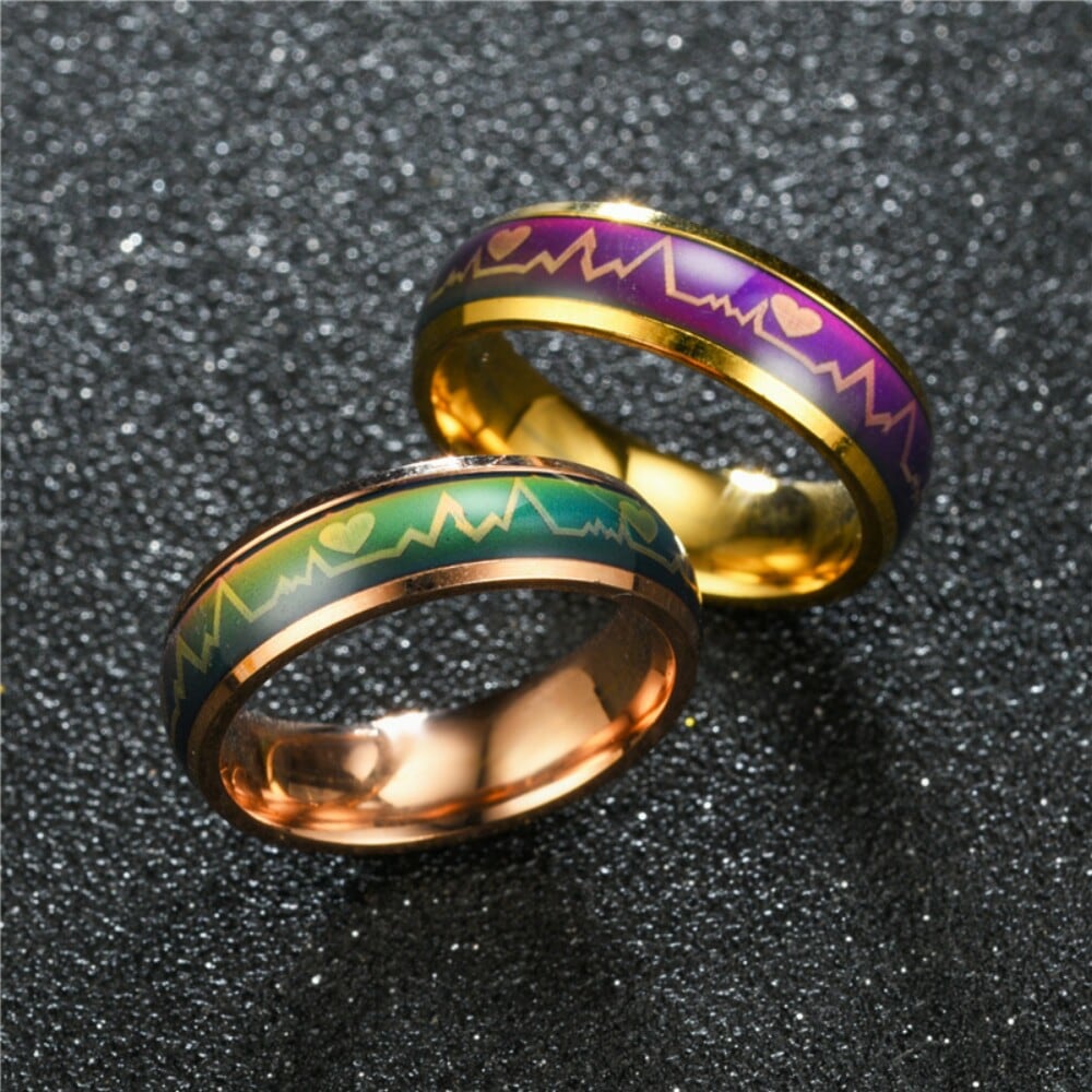 Titanium Steel Color Changing Mood Lovers Ring for Lovers Romantic- Gold US 8 Titanium Steel Color Changing Mood Lovers Ring for Lovers Romantic- Gold US 8