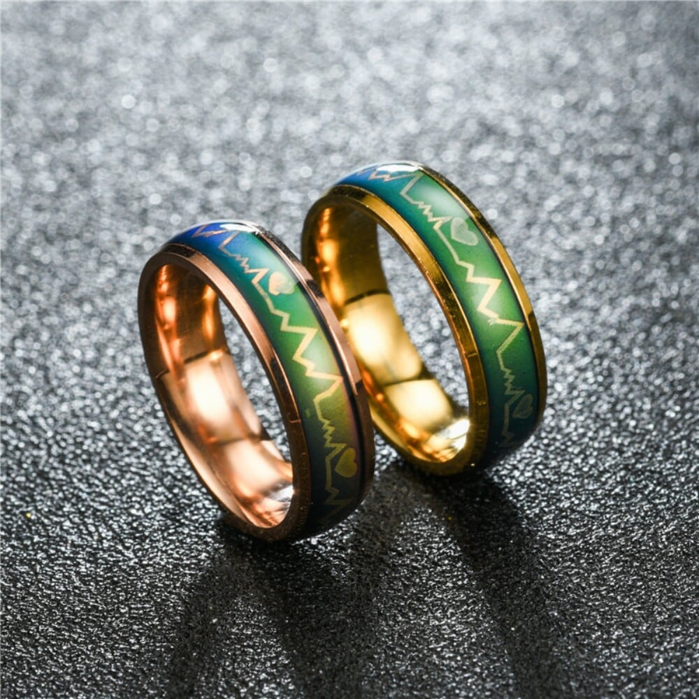 Titanium Steel Color Changing Mood Lovers Ring for Lovers Romantic- Gold US 8 Titanium Steel Color Changing Mood Lovers Ring for Lovers Romantic- Gold US 8