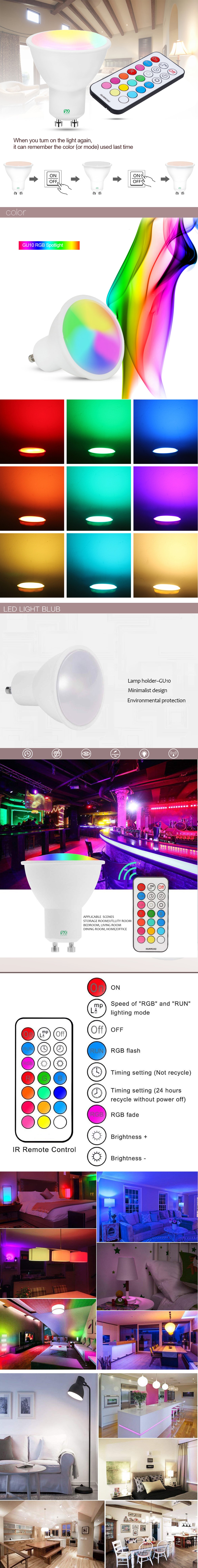 YWXLight 5W GU10 RGB Spotlight Smart Lamp Lighting- Multi YWXLight 5W GU10 RGB Spotlight Smart Lamp Lighting- Multi