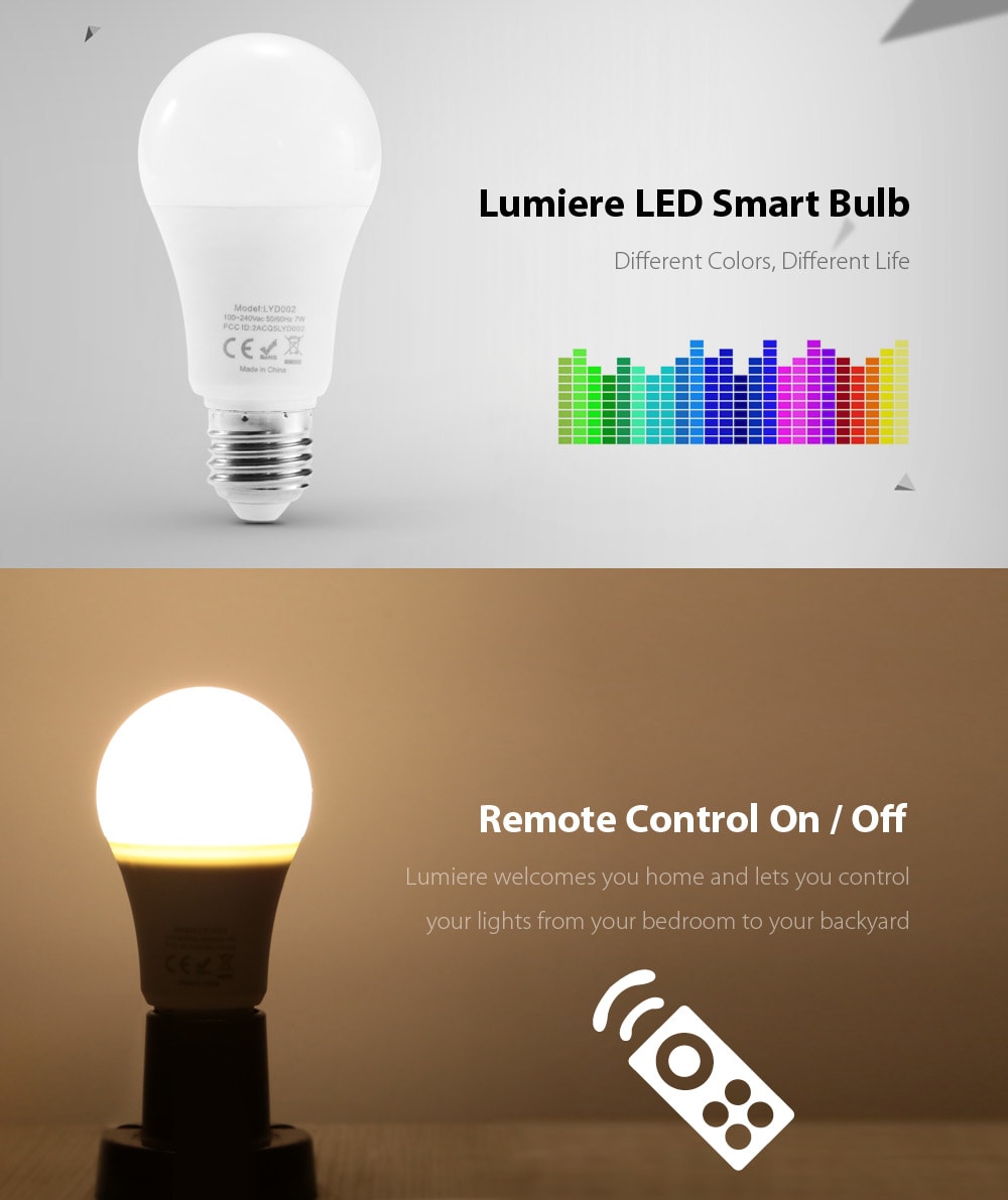 Lumiere LYD002 RGBW E27 LED Smart Bulb 16 Million Colors Call Reminder- RGBW Lumiere LYD002 RGBW E27 LED Smart Bulb 16 Million Colors Call Reminder- RGBW