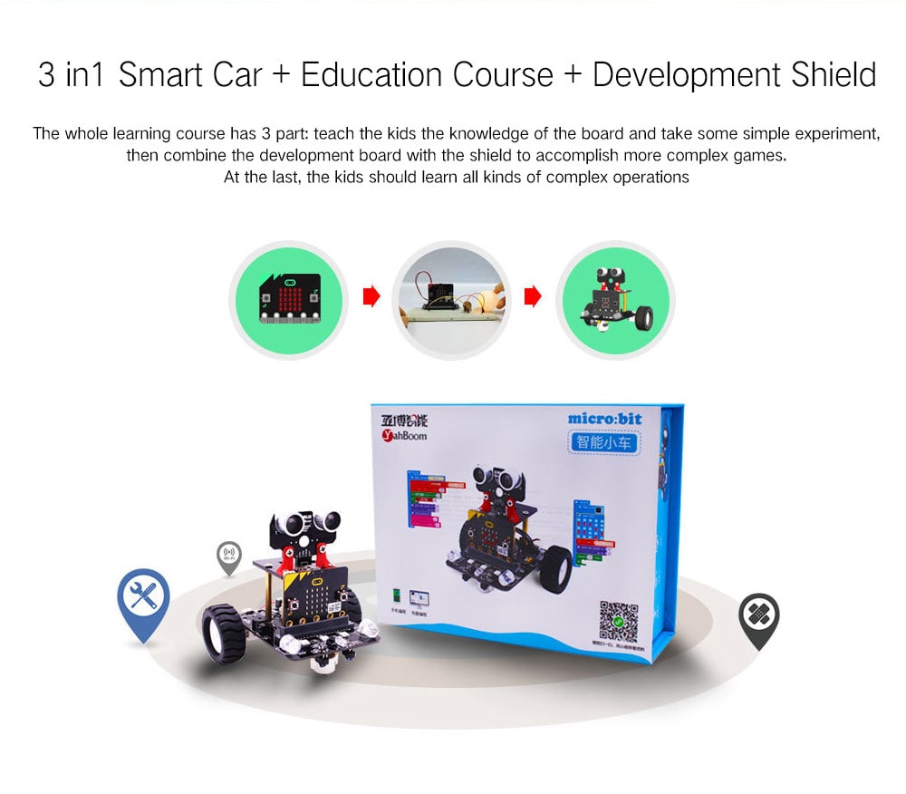 Yahboom Smart Robot Car Kit for Kids BBC Programmable DIY Toys Scientific STEM Education- Black Yahboom Smart Robot Car Kit for Kids BBC Programmable DIY Toys Scientific STEM Education- Black