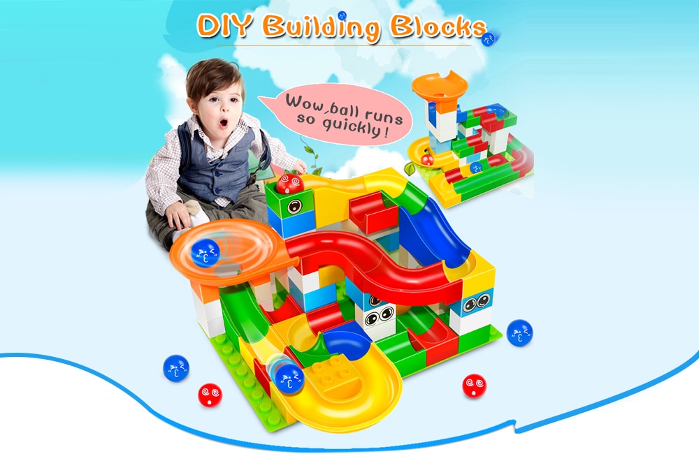 Construction Marble Race Run Maze Balls Track Building Blocks Educational Bricks Toy 52pcs- Multi Construction Marble Race Run Maze Balls Track Building Blocks Educational Bricks Toy 52pcs- Multi