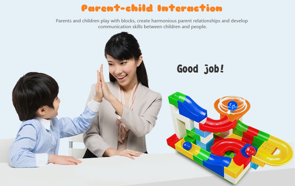Construction Marble Race Run Maze Balls Track Building Blocks Educational Bricks Toy 52pcs- Multi Construction Marble Race Run Maze Balls Track Building Blocks Educational Bricks Toy 52pcs- Multi