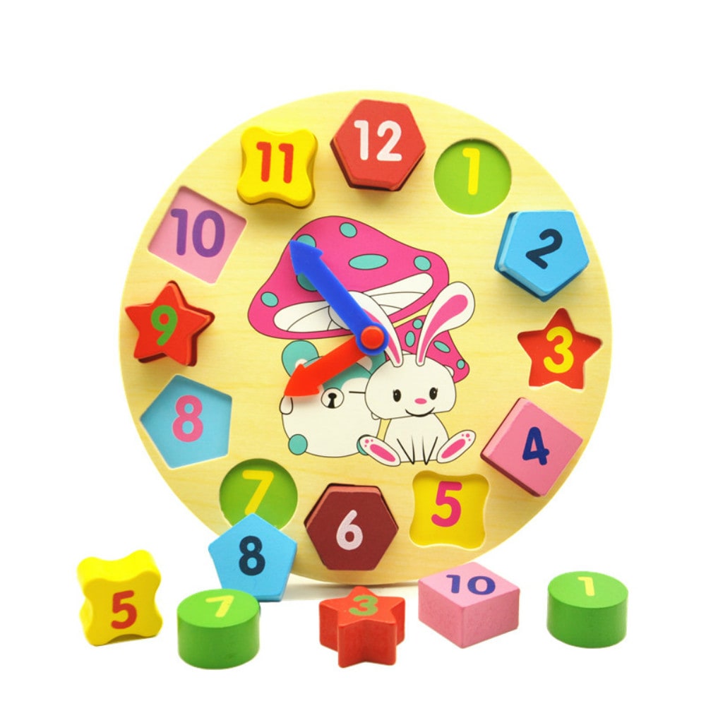 Wooden Building Blocks Digital Geometry Clock Toy Children Educational Toy Kids Gift- Multicolor Wooden Building Blocks Digital Geometry Clock Toy Children Educational Toy Kids Gift- Multicolor