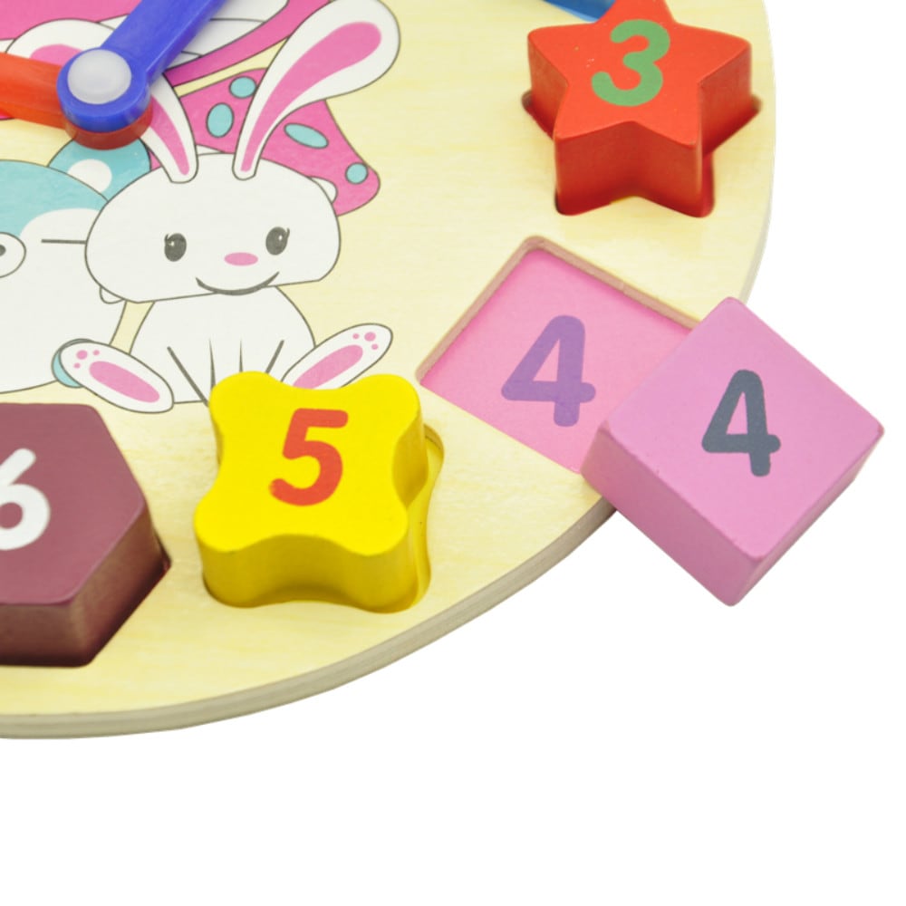 Wooden Building Blocks Digital Geometry Clock Toy Children Educational Toy Kids Gift- Multicolor Wooden Building Blocks Digital Geometry Clock Toy Children Educational Toy Kids Gift- Multicolor