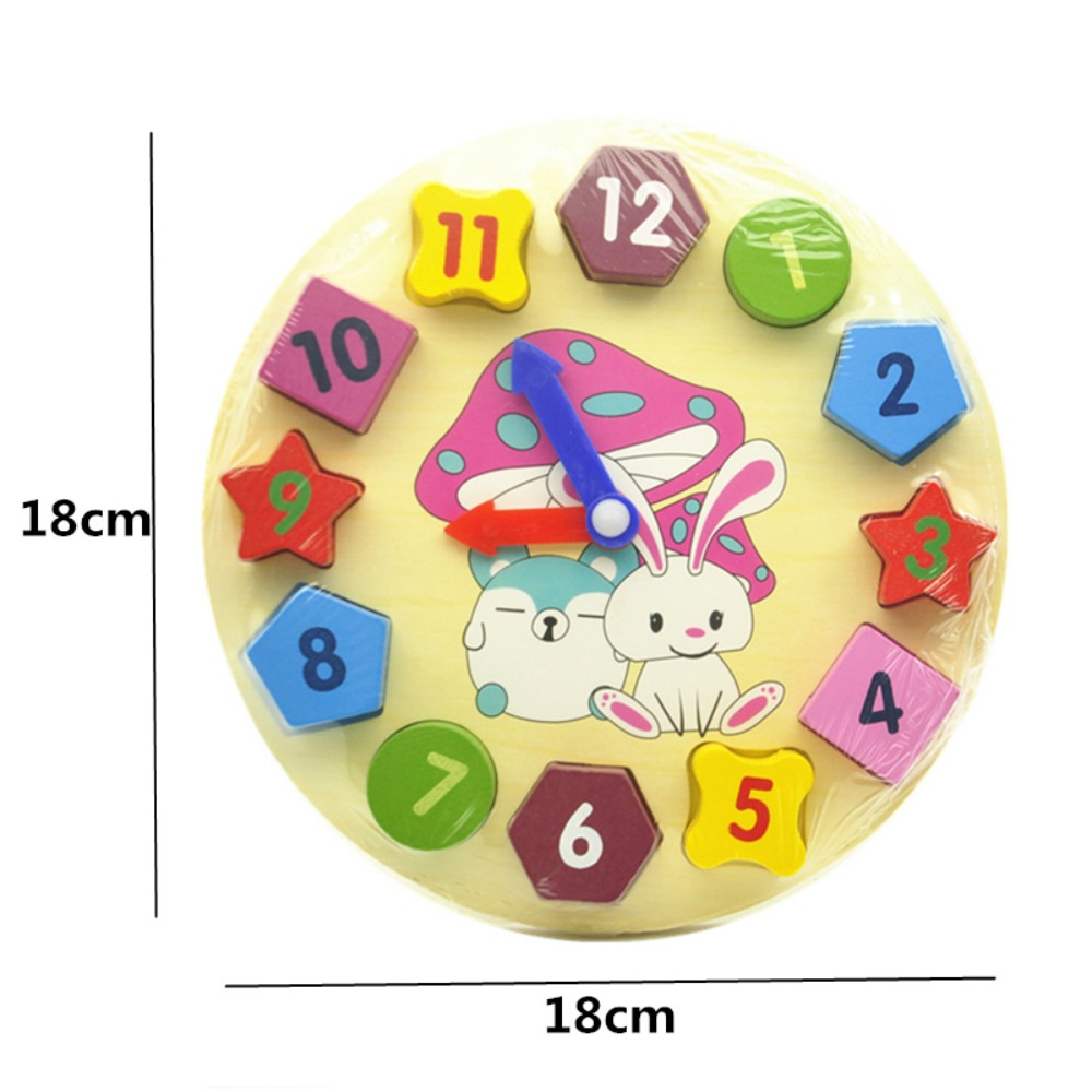 Wooden Building Blocks Digital Geometry Clock Toy Children Educational Toy Kids Gift- Multicolor Wooden Building Blocks Digital Geometry Clock Toy Children Educational Toy Kids Gift- Multicolor