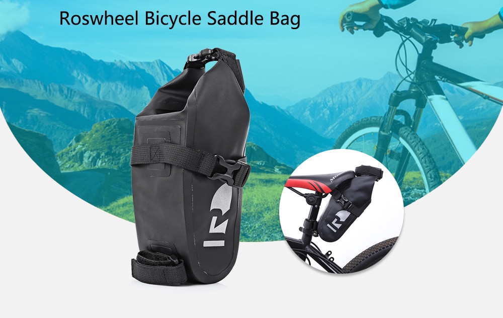 Roswheel 131363 Waterproof Bicycle Saddle Bag Cycling Accessory- Black Roswheel 131363 Waterproof Bicycle Saddle Bag Cycling Accessory- Black