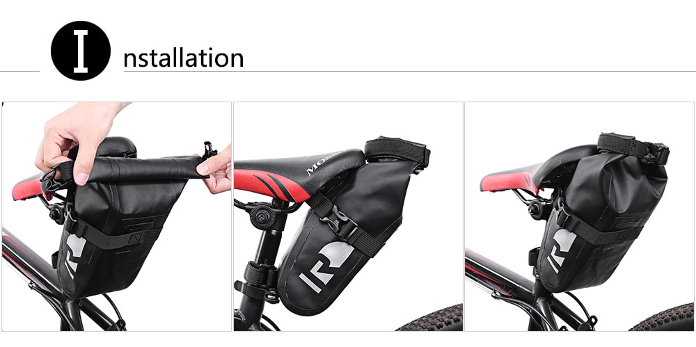 Roswheel 131363 Waterproof Bicycle Saddle Bag Cycling Accessory- Black Roswheel 131363 Waterproof Bicycle Saddle Bag Cycling Accessory- Black