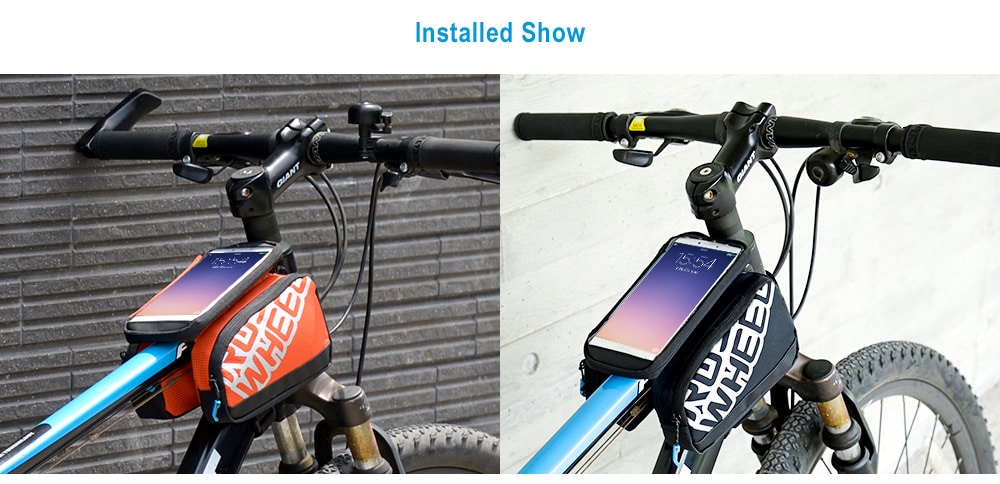 ROSWHEEL 121273 1L Bike Cycling Touch Screen Bag Front Tube Pannier Double Pouch for 5.5 inch Cellphone- Orange ROSWHEEL 121273 1L Bike Cycling Touch Screen Bag Front Tube Pannier Double Pouch for 5.5 inch Cellphone- Orange
