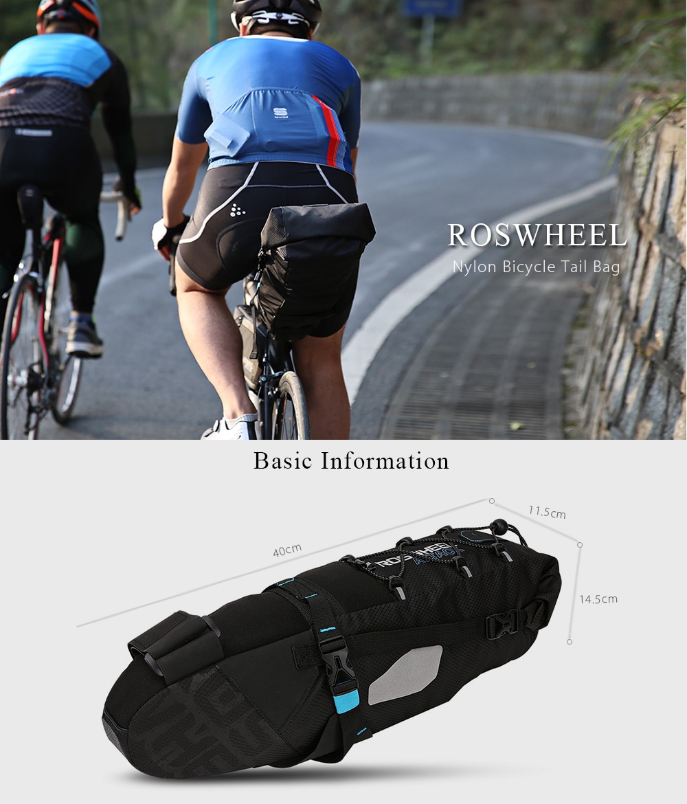 ROSWHEEL 131372 Water-resistant 10L Bike Tail Bag Bicycle Rear Pack- Black ROSWHEEL 131372 Water-resistant 10L Bike Tail Bag Bicycle Rear Pack- Black