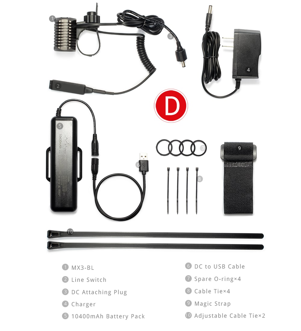 ON THE ROAD MX3-BL (With Line Switch) USB LED Bike Lamp With Battery Pack- Black US Plug + External Battery ON THE ROAD MX3-BL (With Line Switch) USB LED Bike Lamp With Battery Pack- Black US Plug + External Battery