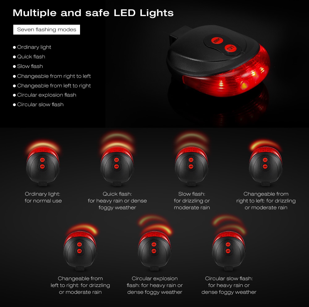 Laser Bicycle Tail Light LED Warning Flash Riding Equipment- Red with Black Laser Bicycle Tail Light LED Warning Flash Riding Equipment- Red with Black