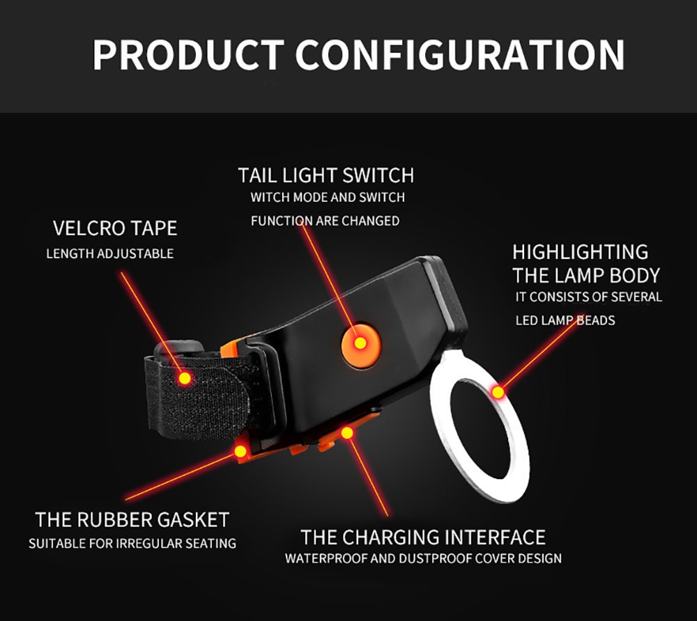 Utorch USB Charging Mountain Bike Night Riding Creative Taillight- White Heart Utorch USB Charging Mountain Bike Night Riding Creative Taillight- White Heart