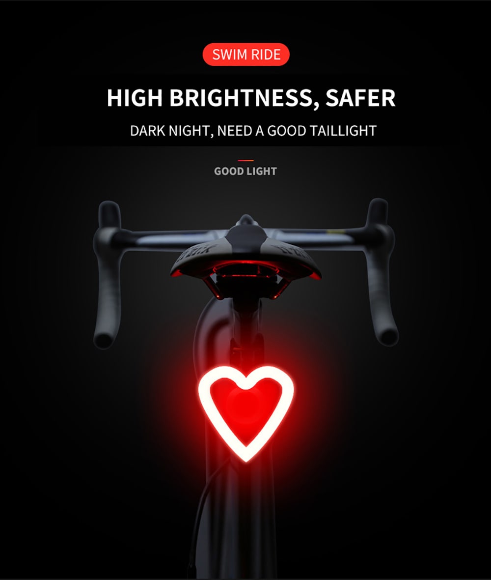 Utorch USB Charging Mountain Bike Night Riding Creative Taillight- White Heart Utorch USB Charging Mountain Bike Night Riding Creative Taillight- White Heart