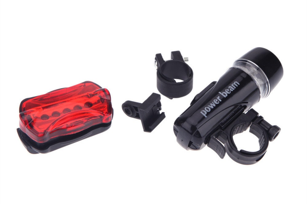 Waterproof 5 LED Lamp Bike Front Head Light Rear Safety Flashlight Set- Black Waterproof 5 LED Lamp Bike Front Head Light Rear Safety Flashlight Set- Black