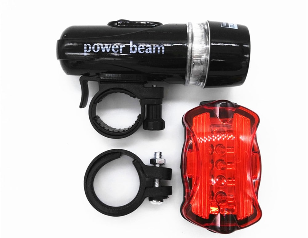 Waterproof 5 LED Lamp Bike Front Head Light Rear Safety Flashlight Set- Black Waterproof 5 LED Lamp Bike Front Head Light Rear Safety Flashlight Set- Black
